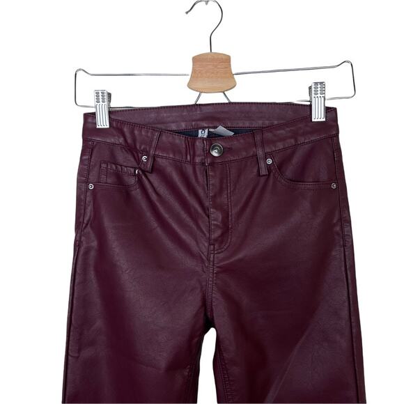 H&M Faux Leather Pants Skinny Fit in Burgundy Size 2 - Picture 5 of 12